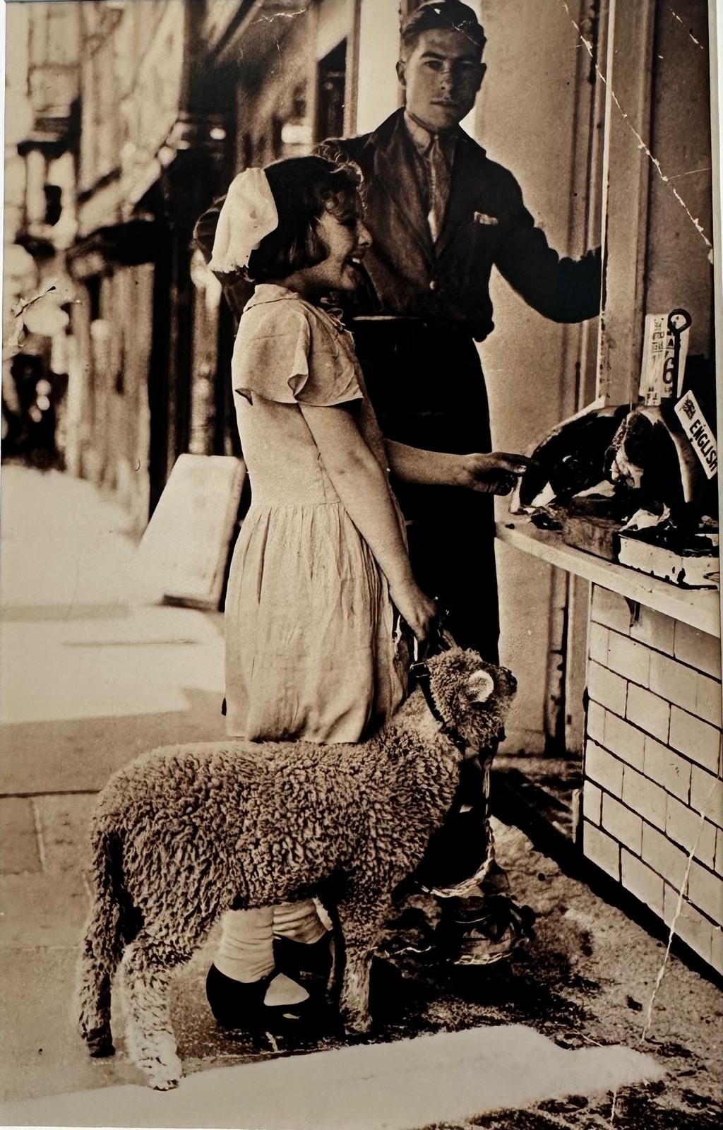 Jack Spencer standing outside Naylors Butchers shop High Street Sevenoaks in 1930